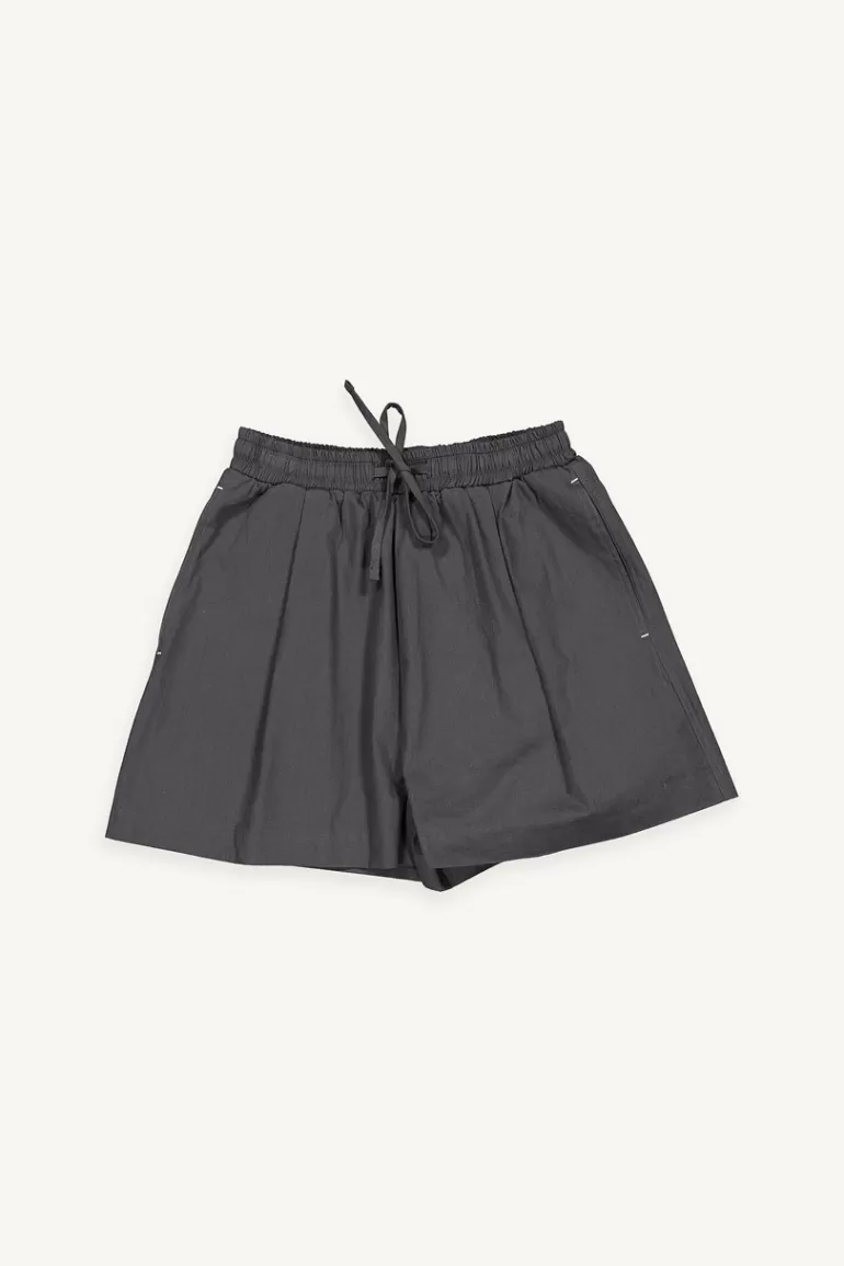 Women Olive Clothing Stitch Point Cotton Short, Charcoal