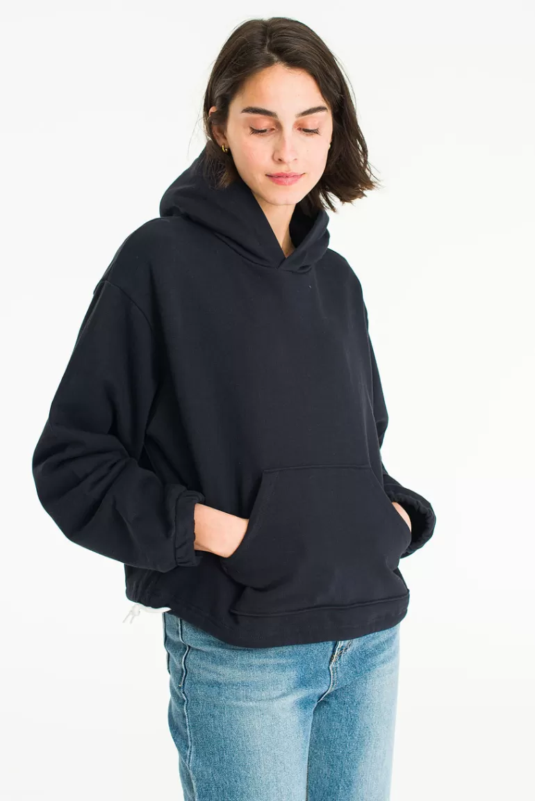 Women Olive Clothing String Hem Hoodie, Navy