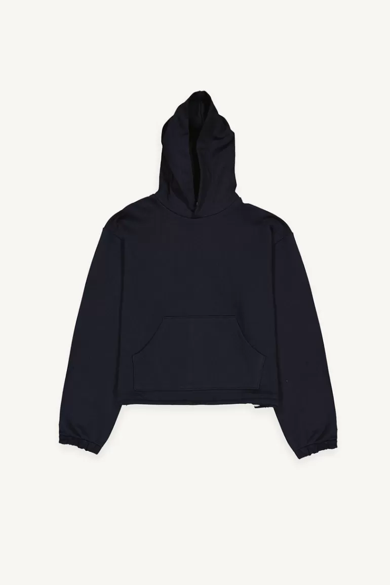 Women Olive Clothing String Hem Hoodie, Navy