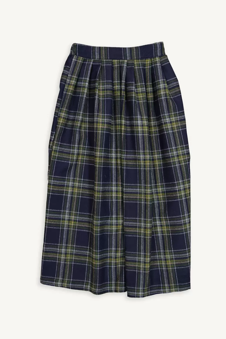 Women Olive Clothing Suria Check Skirt, Navy