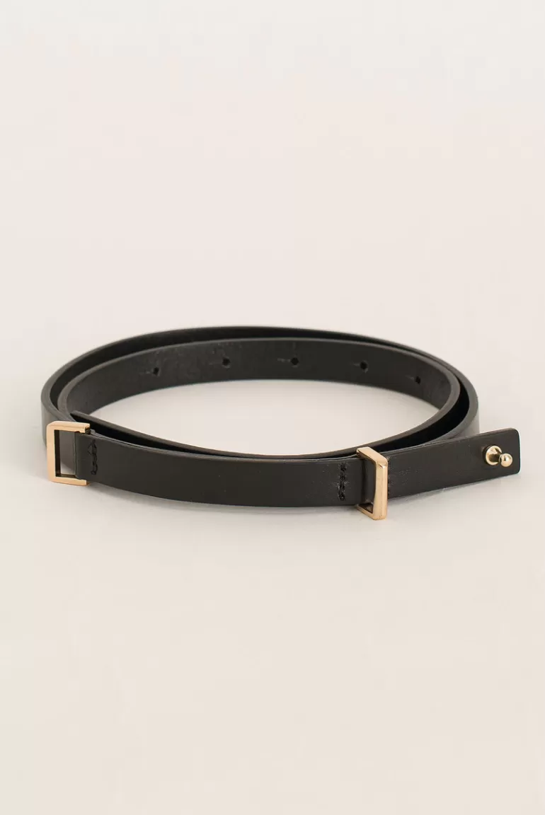 Women Olive Clothing Tomo Thin Belt, Black