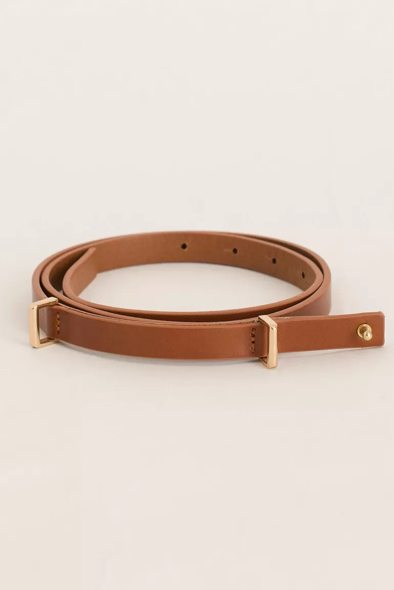 Women Olive Clothing Tomo Thin Belt, Camel