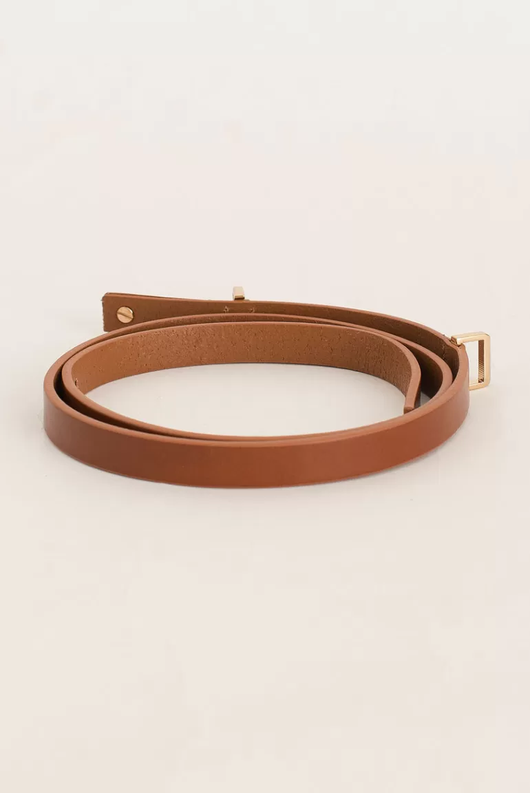 Women Olive Clothing Tomo Thin Belt, Camel