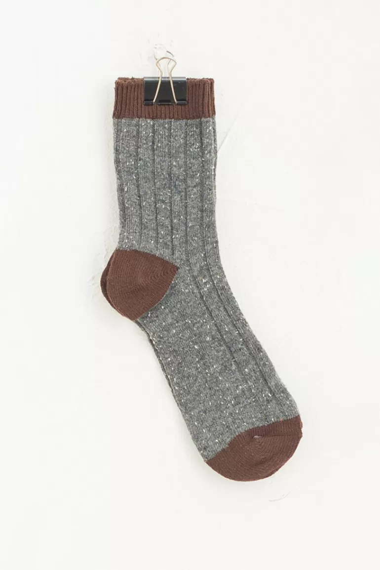 Women Olive Clothing Two-Tone Speckle Socks, Grey/Wine