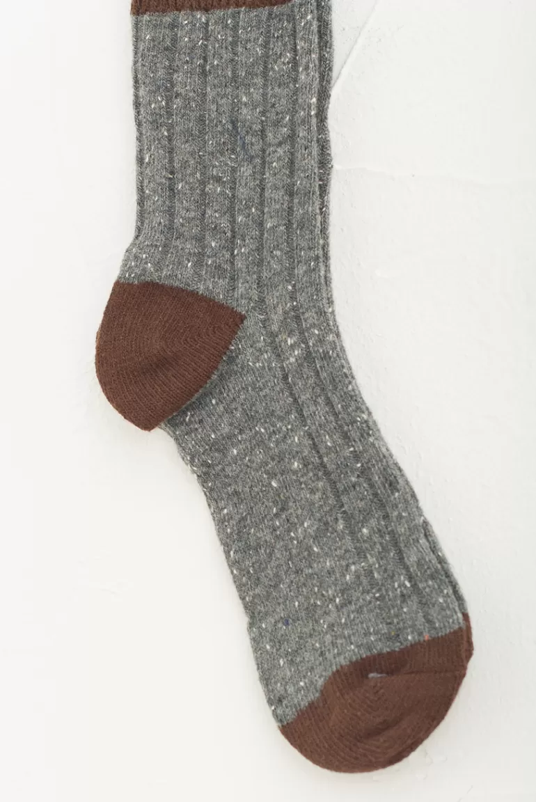 Women Olive Clothing Two-Tone Speckle Socks, Grey/Wine