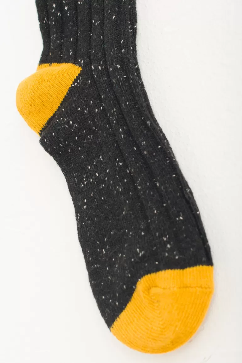 Women Olive Clothing Two-Tone Speckle Socks, Navy/Mustard