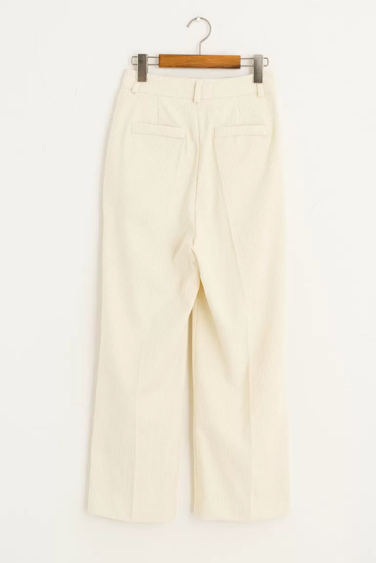 Women Olive Clothing Wide Cord Pants, Ivory