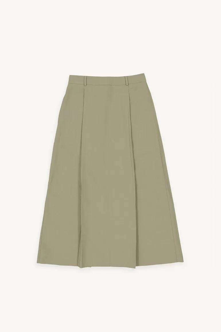 Women Olive Clothing Yuha Linen Blend Skirt, Khaki