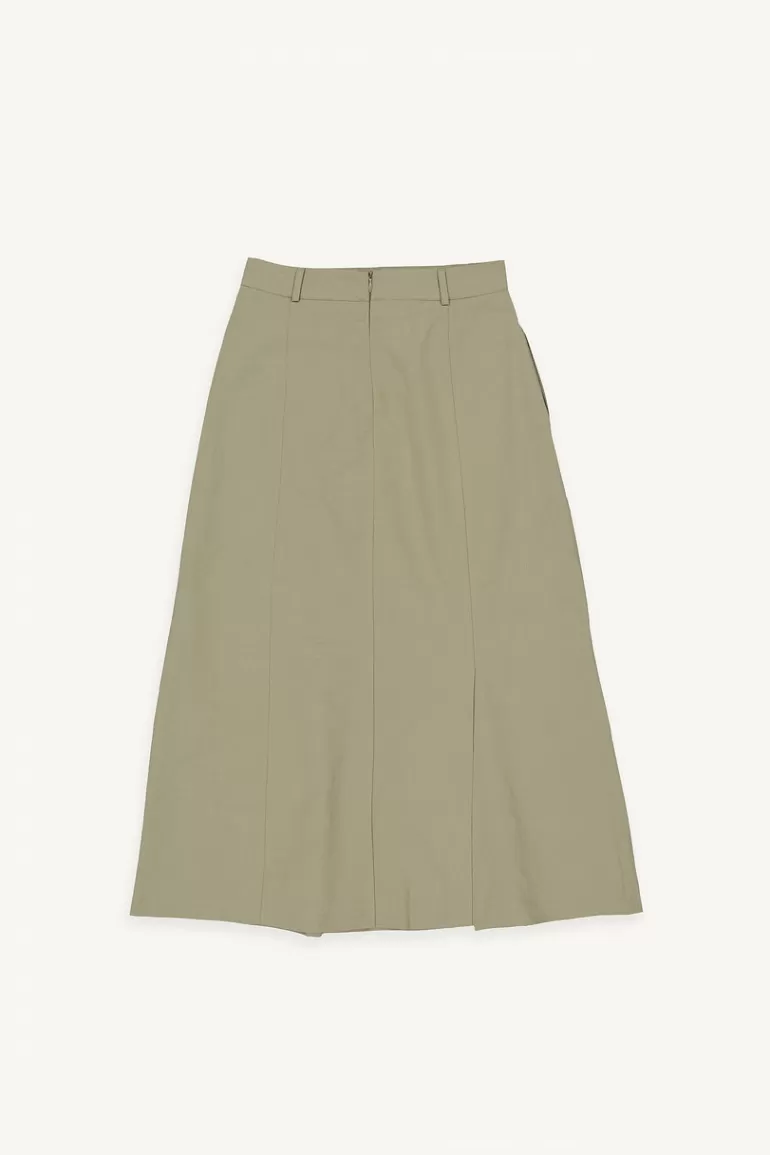 Women Olive Clothing Yuha Linen Blend Skirt, Khaki